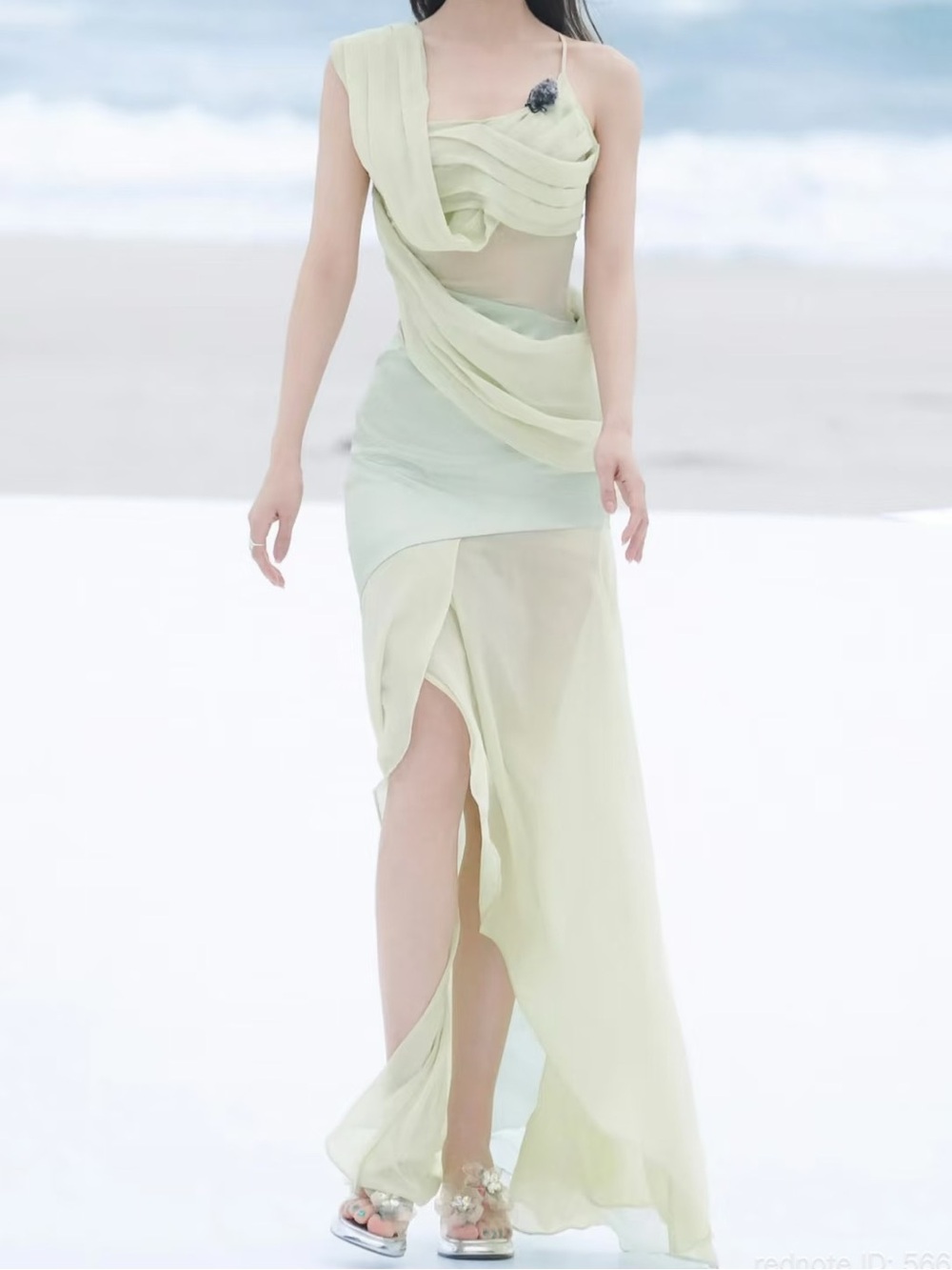 Sheer Luck Ayla green maxi dress